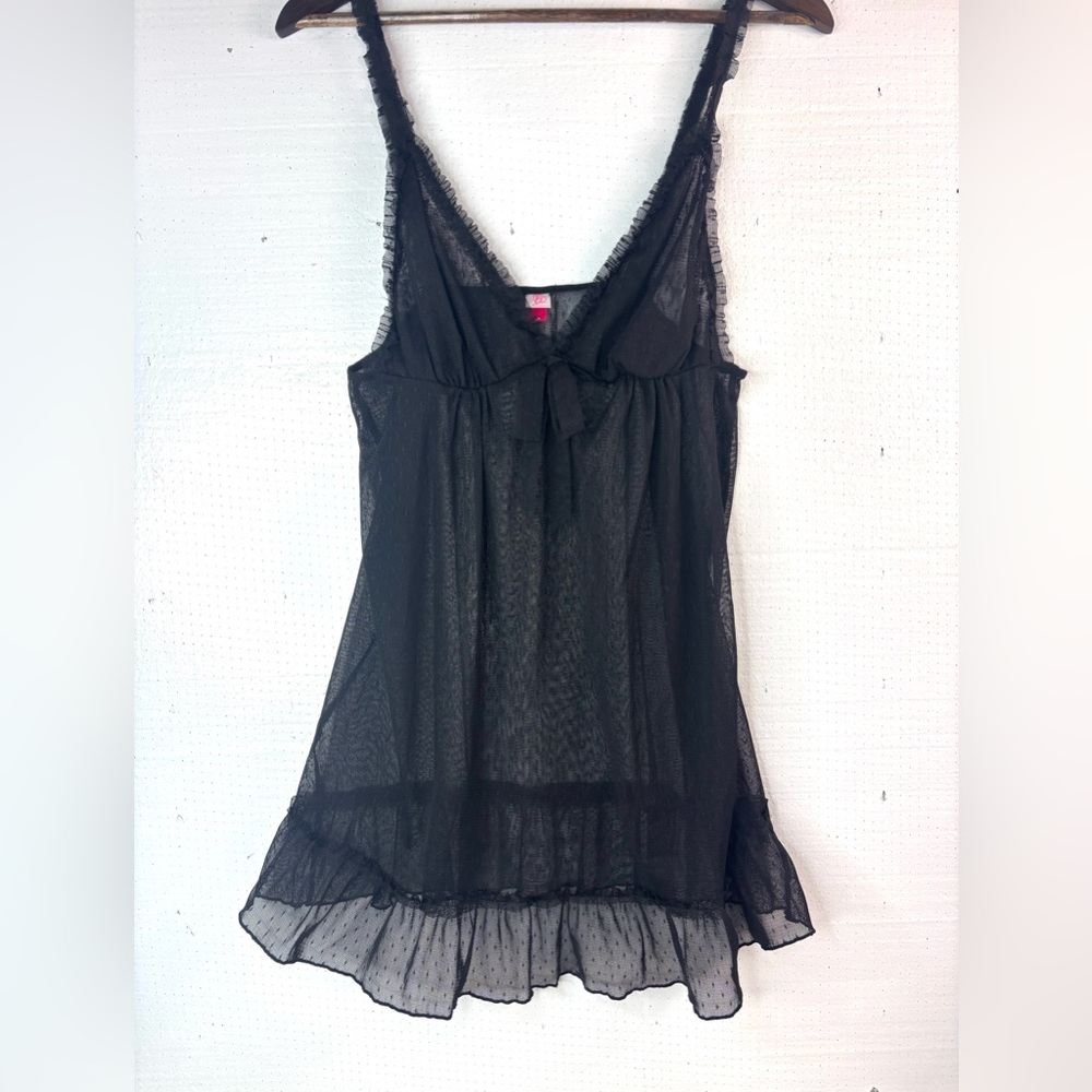 Blu Chic M Romantic Babydoll Sheer Mesh Black Chemise